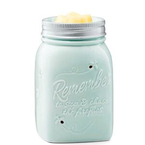 New In Box!! Scentsy Chasing Fireflies Full Size Aqua Blue Wax Warmer Retired